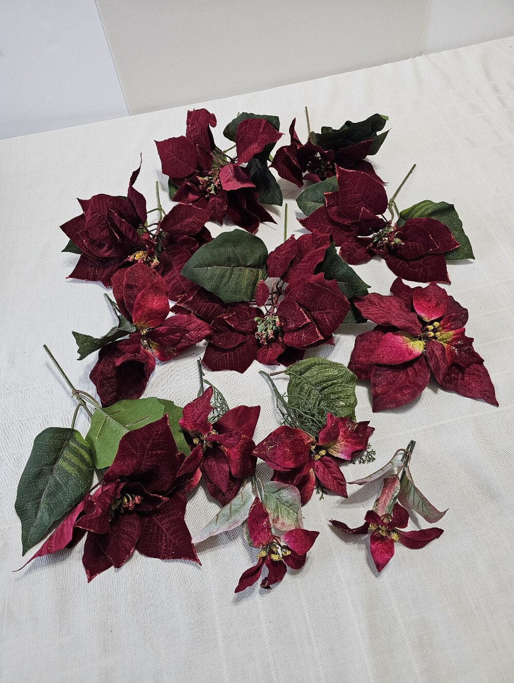 Michaels Burgundy & Gold Poinsettia Christmas Picks – Set of 12
